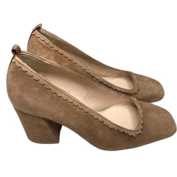 BODEN Pumps Suede Square Toe Block Heel Chunky Heels Womens 5.5 36 Tan Brown - Picture 2 of 8
